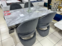 Grey Louis Chrome Dining Table With Grey Santorini Chairs