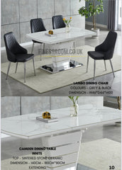 Camden White Dining Table With Black Lambo Chairs