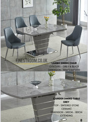 Grey Camden Sintered Stone Extendable Table With Grey/Black Lambo Chairs