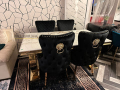 Kata Gold Ariana Dining Table With Victoria Black Gold LK Chairs