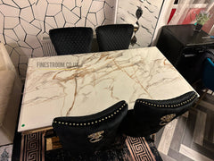 Kata Gold Ariana Dining Table With Victoria Black Gold LK Chairs