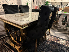 Kata Gold Ariana Dining Table With Victoria Black Gold LK Chairs