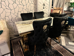 Kata Gold Ariana Dining Table With Victoria Black Gold LK Chairs