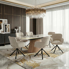 Monaco Sintered Stone Extending Table With Swivel Chairs