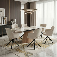 Monaco Sintered Stone Extending Table With Swivel Chairs