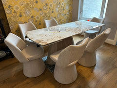 Monaco Sintered Stone Extending Table With Maryland Swivel Chairs