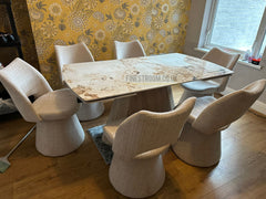 Monaco Sintered Stone Extending Table With Maryland Swivel Chairs