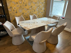Monaco Sintered Stone Extending Table With Maryland Swivel Chairs
