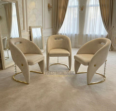 Vegas Cream Gold Dining Chair