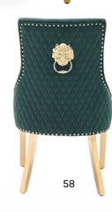 Green Gold Majestic Lion Knocker Chairs