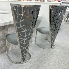 Grey Louis Chrome Dining Table With Grey Vienna Chairs
