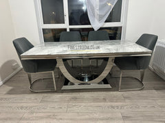 Grey Arial Dining Table With Grey Lasco Chairs
