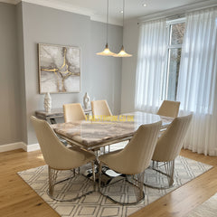 Beige Arial Dining Table With Cream Silver Lasco Chairs