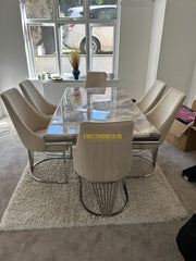 Beige Arial Dining Table With Cream Silver Lasco Chairs