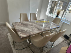 Beige Arial Dining Table With Cream Silver Lasco Chairs
