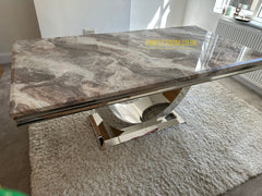 Beige Arial Dining Table With Cream Silver Lasco Chairs