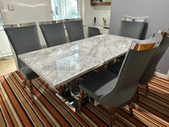 Grey Elina Chrome With Grey Samantha chairs