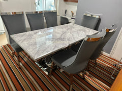 Grey Elina Chrome With Grey Samantha chairs