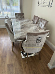 Beige Ariana Dining Table With Mink Roma Chairs