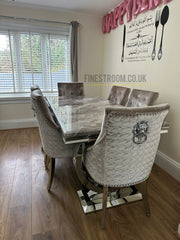 Beige Ariana Dining Table With Mink Roma Chairs