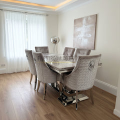 Beige Ariana Dining Table With Mink Roma Chairs