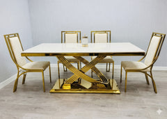 Cream Gold Elina with Cream Gold Windsor Chairs