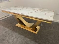 Kata Gold Arial Dining Table With Navy Majestic Chairs