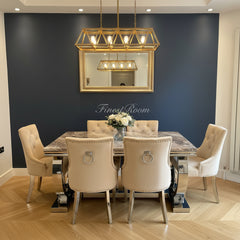 Beige Ariana Dining Table With Mink Valencia Chairs
