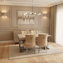 Beige Ariana Dining Table With Mink Valencia Chairs