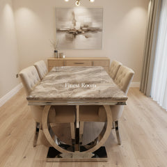 Beige Ariana Dining Table With Mink Valencia Chairs