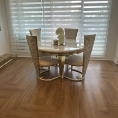 White Round Louis Gold With Cream Gold Vienna Chairs