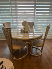 White Round Louis Gold With Cream Gold Vienna Chairs