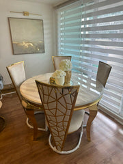 White Round Louis Gold With Cream Gold Vienna Chairs