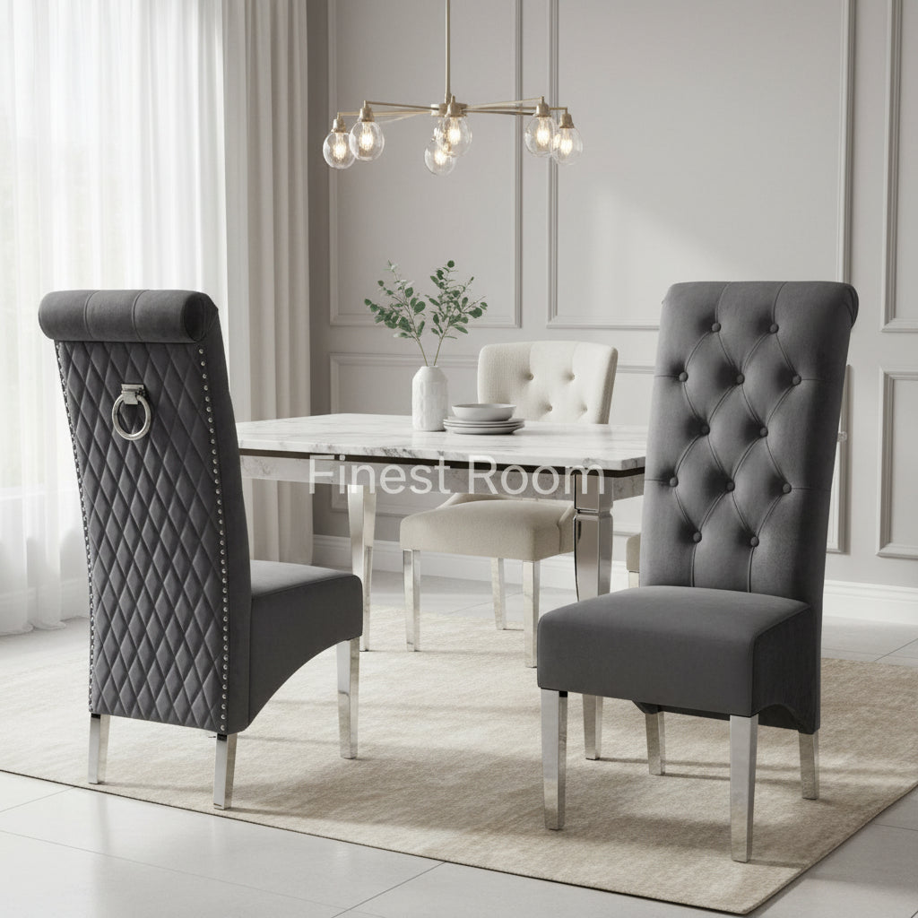 2 x Dark Grey Ring Knocker Sofia Chairs