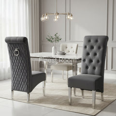 2 x Dark Grey Ring Knocker Sofia Chairs