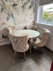 Kata Gold Round Louis with Mink Valentino Chairs