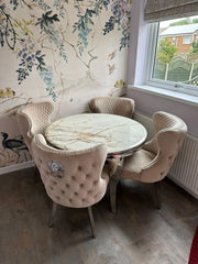 Kata Gold Round Louis with Mink Valentino Chairs
