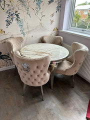 Kata Gold Round Louis with Mink Valentino Chairs
