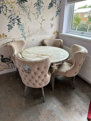 Kata Gold Round Louis with Mink Valentino Chairs