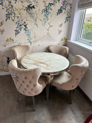 Kata Gold Round Louis with Mink Valentino Chairs