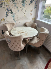 Kata Gold Round Louis with Mink Valentino Chairs