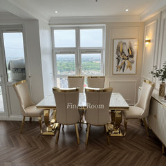 Kata Gold Ariana Dining Table With Cream Gold Miami Chairs