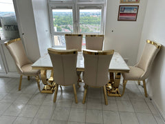 Kata Gold Ariana Dining Table With Cream Gold Miami Chairs