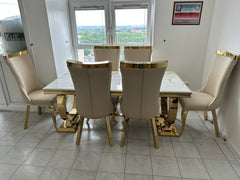 Kata Gold Ariana Dining Table With Cream Gold Miami Chairs
