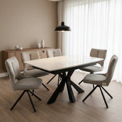 Kendal White Table With Roseland Swivel Chairs