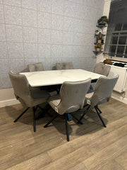 Kendal White Table With Roseland Swivel Chairs