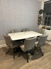 Kendal White Table With Roseland Swivel Chairs