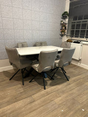 Kendal White Table With Roseland Swivel Chairs