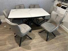 Kendal White Table With Roseland Swivel Chairs