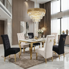 Louis Gold Table With Caya Gold Chairs
